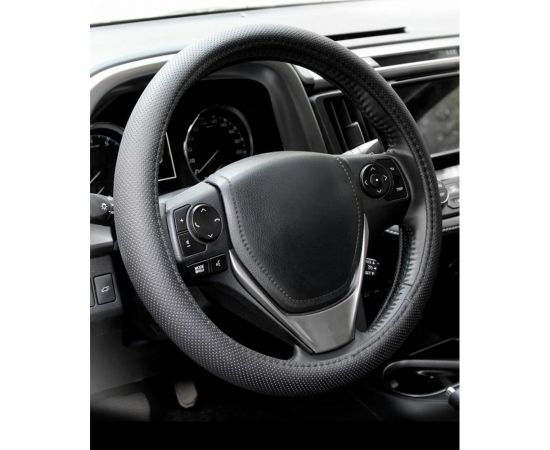 Оплетка KRAFT перфорированная кожа, черная, 37-39 см/М KT 800302 – изображение 2