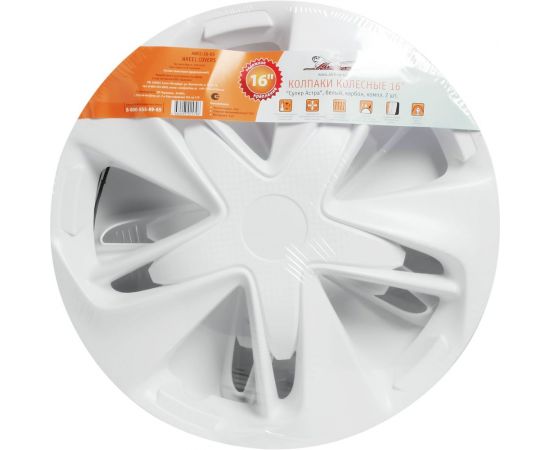 Колесные колпаки Airline 16"" Супер Астра, белые, карбон, комплект 2 шт. AWCC-16-03 – изображение 2