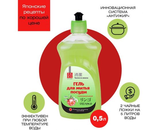 Гель для мытья посуды Fedora Яблоко 500 мл 468 – изображение 2