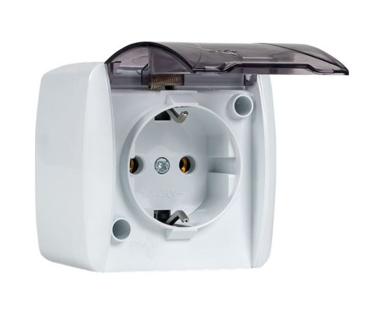 1-местная розетка EKF Владивосток 16А с заземлением с прозрачной крышкой IP54 R16-029-30-54-T EQR16-029-30-54-T – изображение 2