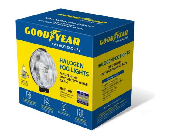 Противотуманные фары Goodyear GY-FL-02C H3, галогенные, универсальные, с лампами, круглые GY019009 – изображение 3