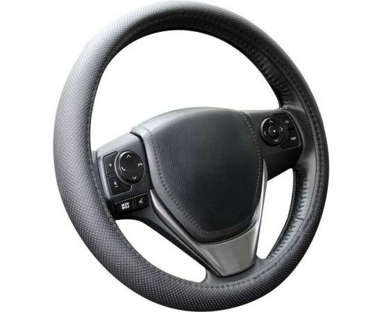 Оплетка KRAFT перфорированная кожа, черная, 37-39 см/М KT 800302 – изображение 3