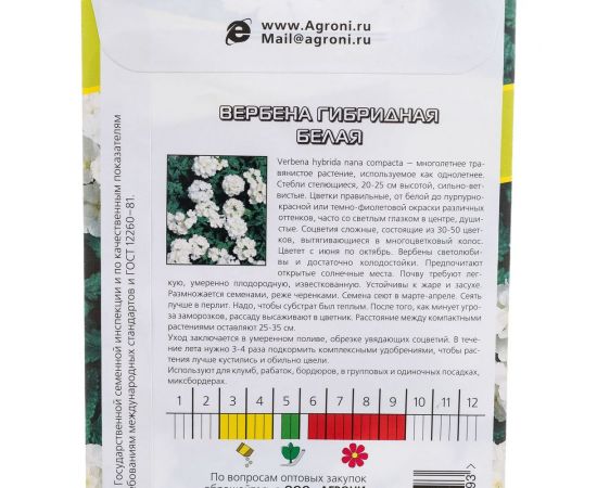 Семена Агрони Вербена гибридная БЕЛАЯ 5893 – изображение 3