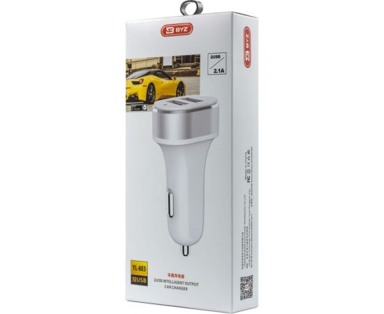 Автомобильное зарядное устройство BYZ 2хUSB-А, 2.1 А, белый с серебром 23750-YL-803WS – изображение 4
