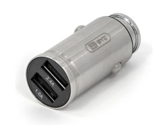 Автомобильное зарядное устройство BYZ 2хUSB-А, 2.4 А, кабель BL-695 AM-Type-C, серебро 23750-YL-823St – изображение 4
