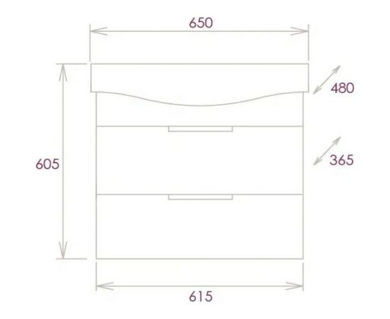 Подвесная тумба с раковиной Onika ДЕВИС бетон чикаго 65.13 106546 – изображение 7