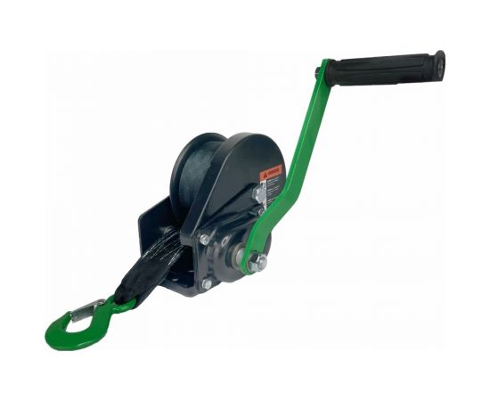 Ручная барабанная лебедка HITCH с тормозом HWB 500 кг лента 10 м SZ073181 