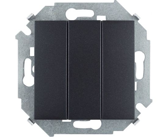 Трехклавишный выключатель Simon 10А 250В, винтовой зажим, графит 1591391-038 