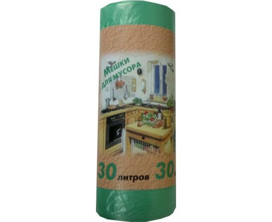 Мешки для мусора зеленые (30 шт; 30 л; 50x60 см; 10 мкм; ПНД) ООО Комус 328813 