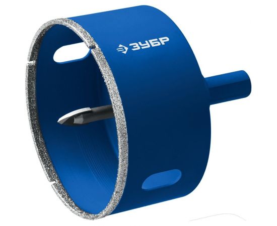 Алмазная коронка с центрирующим сверлом по керамике и стеклу ЗУБР Профессионал Р60, трехгранный хвостовик, 80 мм, для дрели 29850-80 – изображение 2