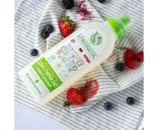 Гель-концентрат для стирки SYNERGETIC 2в1 с пятновыводителем, 0.75 л, 25 стирок 109802 – изображение 2