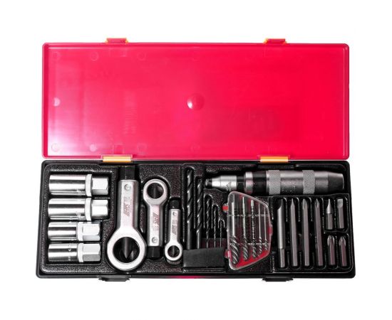 Набор инструментов для демонтажа крепежных элементов с поврежденной резьбой в кейсе 26 предметов JTC-K8261 – изображение 2