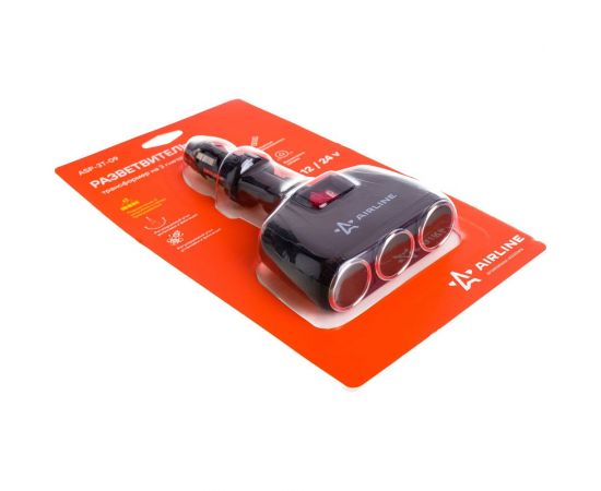 Прикуриватель-разветвитель трансформер на 3 гнезда Airline штекер-фиксатор ASP-3T-09 – изображение 3