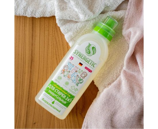 Гель-концентрат для стирки SYNERGETIC 2в1 с пятновыводителем, 0.75 л, 25 стирок 109802 – изображение 3