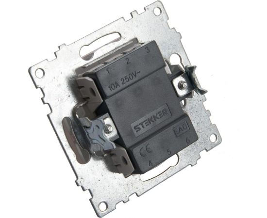 1-клавишный выключатель STEKKER GLS10-7103-02, 250В, 10А, серия Катрин, шампань 39589 – изображение 3