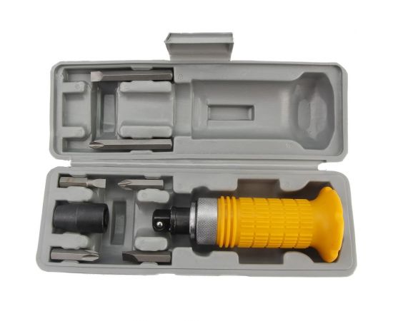 Ударно-поворотная отвертка Ultima 1/2 с набором бит 6шт., обрезиненная ручка, в пластиковом боксе 124036 – изображение 4