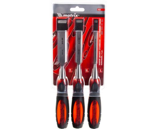 Набор плоских долот-стамесок ""Тигровый глаз"", 3шт, 8-16-22мм MATRIX 24431 