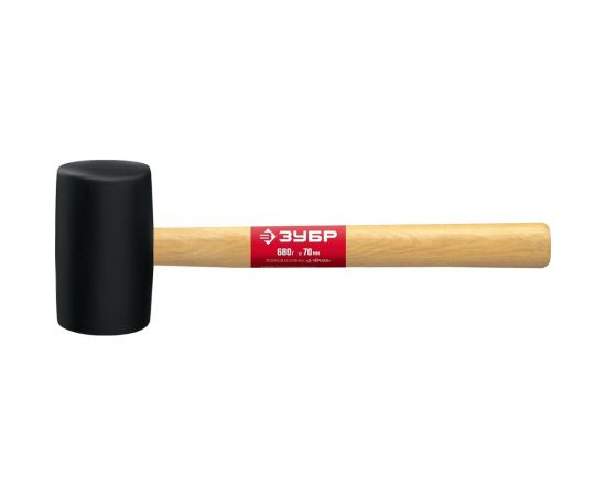 Чёрная резиновая киянка с деревянной рукояткой ЗУБР 680г 2050-75_z02 – изображение 2