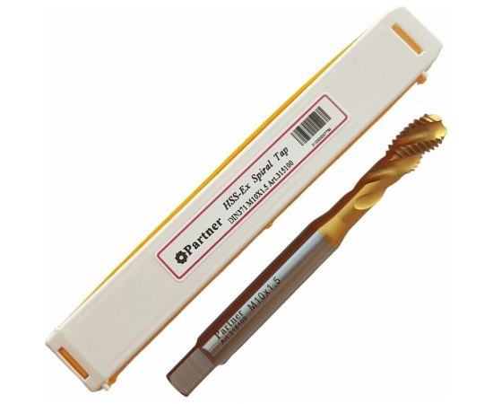 Метчик Partner M10х1.5 HSSE, DIN371, спиральная канавка, Н6, TiN 315100 – изображение 2