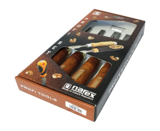 Набор из 4 плоских стамесок с ручкой NAREX WOOD LINE PLUS 6, 12, 20, 26 мм 863201 – изображение 3