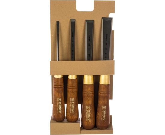 Набор из 4 плоских стамесок с ручкой NAREX WOOD LINE PLUS 6, 12, 20, 26 мм 863201 – изображение 4