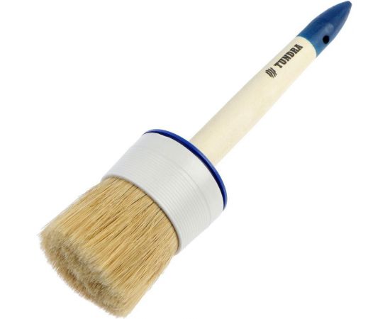 Кисть TUNDRA круглая, натуральная щетина, деревянная ручка, №18, 60 мм 881558 