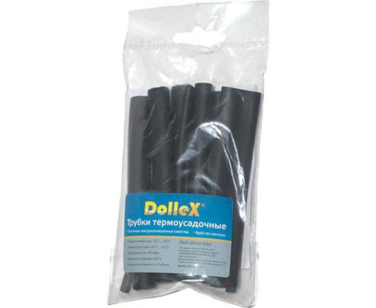 Термоусадочная трубка с клеем DolleX коэффициент усадки=3:1, набор 10 шт., 3 - 12 мм, черные TU-010 