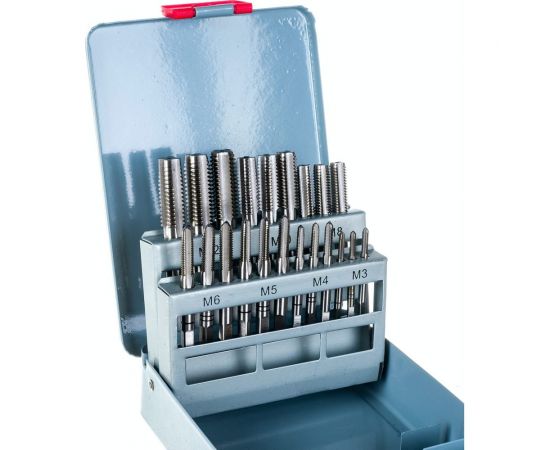 Набор из 7 комплектов 3-х штучных метчиков М3-М12 Р6М5 в мет. коробке 21 позиция 01121 CNIC 66905 – изображение 11