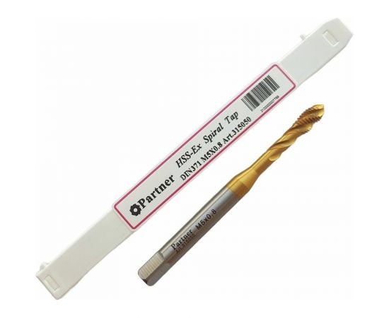 Метчик Partner M5х0.8 HSSE, DIN371, спиральная канавка, Н6, TiN 315050 – изображение 2