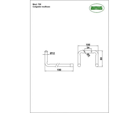Универсальный гаражный крючок Amig сталь, покрытие цинк, двойной 758-190 ZIN – изображение 2