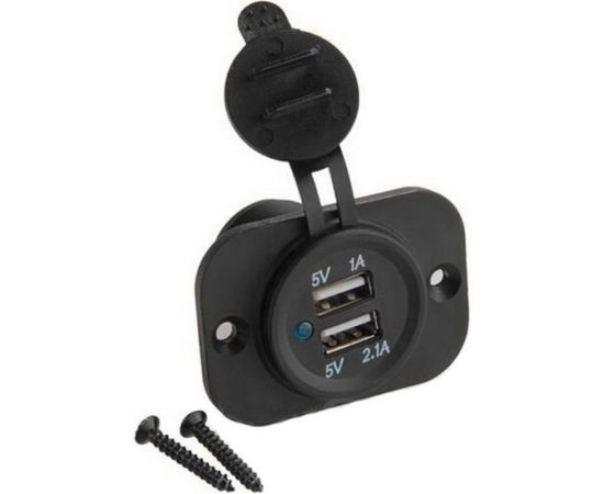 Встраиваемая влагозащищенная автомобильная розетка с 2 портами USB 5В (2.1 и 1 А) Airline ACS-2U-02 – изображение 2