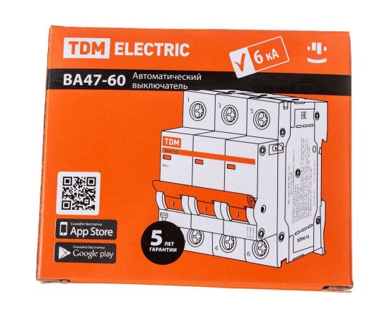 Автоматический выключатель TDM ВА47-60 3Р 40А 6кА характеристика С SQ0223-0113 – изображение 3