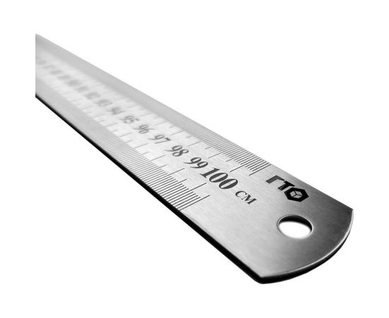 Металлическая линейка ГТО 1000 мм, двусторонняя метрическая и дюймовая шкала SR100001DS – изображение 3