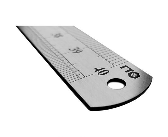 Металлическая линейка ГТО 1000 мм, двусторонняя метрическая и дюймовая шкала SR100001DS – изображение 5