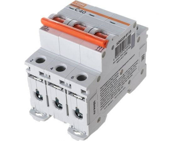 Автоматический выключатель TDM ВА47-60 3Р 40А 6кА характеристика С SQ0223-0113 – изображение 5