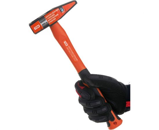 Слесарный молоток TDM 500 гр, кованый, с усиленной прорезиненной фибергласовой рукояткой Алмаз SQ1036-0113 – изображение 6