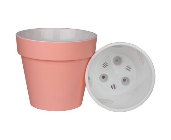 Пластиковый горшок liveingreen Протея 6 л, розовый, с вкладкой, диам. 23.5 см, высота 22.5 см ПР25-20 