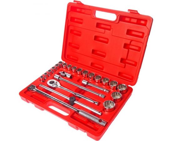 Набор двенадцатигранных торцевых головок 1/2" 10-32мм в кейсе 24шт JTC-T424B 