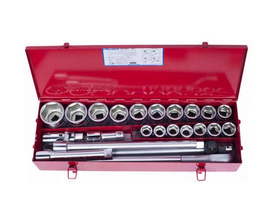 Набор торцевых головок с принадлежностями (3/4"", шестигранные, 21-50 мм, 23 предмета) KING TONY 6323MR 
