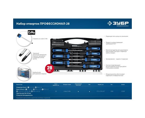 Набор отверток ЗУБР Профессионал-28 28 шт 25240_z01 – изображение 11