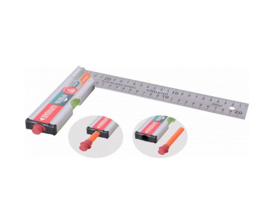 Угольник с уровнем и карандашом Sturm КУЛИБИН 250мм 2020-06-250 – изображение 2