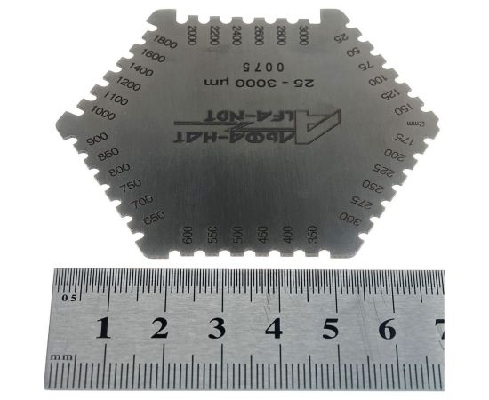 Гребенка измерительная толщины мокрого слоя краски 25-3000 с первичной калибровкой АЛЬФА-НДТ УП-00002407 – изображение 2