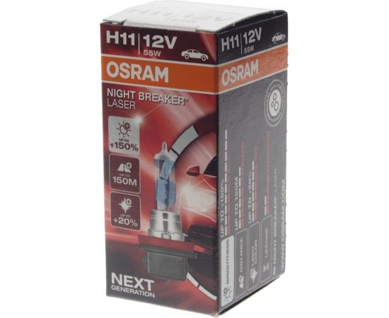 Автолампа OSRAM H11 55 PGJ19-2+150% NIGHT LASER 3750K 12V, 1, 10 64211NL – изображение 2
