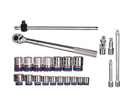 Набор торцевых головок с принадлежностями (3/4"", двенадцатигранные, 22-50 мм, 23 предмета) KING TONY 6023MR – изображение 2