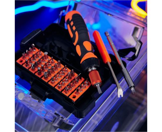 Реверсивная отвертка с набором бит KRANZ CR-V, 48 предметов в кейсе KR-12-4775 – изображение 3