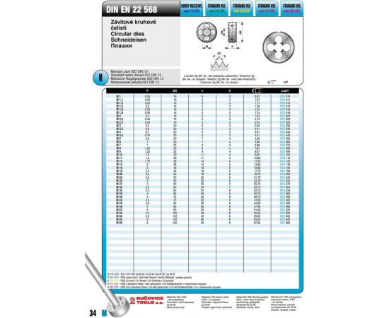 Плашка Bucovice Tools M 30 Шаг 3.5 HSS 65x25мм 240300 – изображение 3