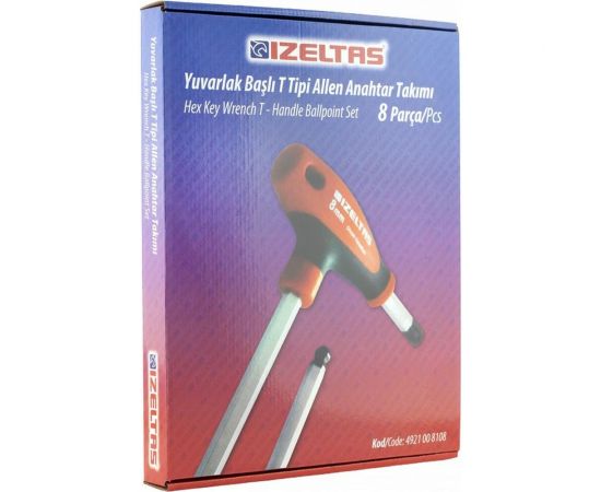 Набор Т-образных ключей с шаром с рукояткой 2.5-10мм 8 предметов IZELTAS 4921008108 – изображение 4