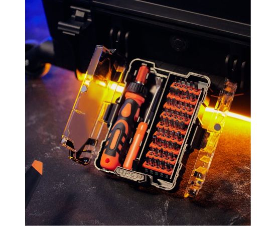 Реверсивная отвертка с набором бит KRANZ CR-V, 48 предметов в кейсе KR-12-4775 – изображение 4