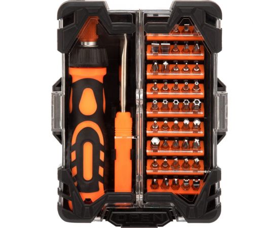 Реверсивная отвертка с набором бит KRANZ CR-V, 48 предметов в кейсе KR-12-4775 – изображение 5