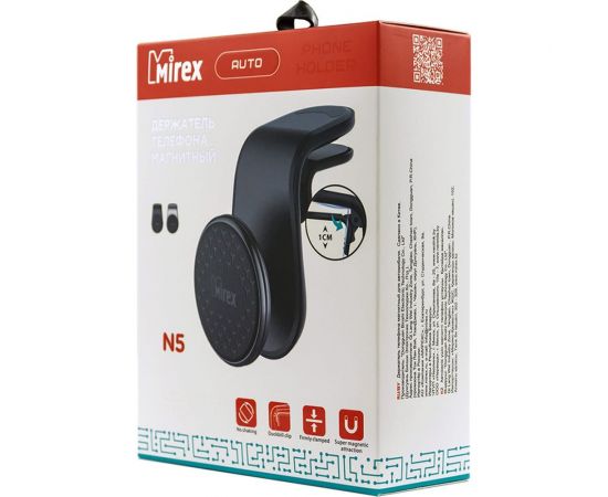 Держатель телефона для авто Mirex N5 мини магнитный, угловой, на прищепке, чёрный 13709-MCPH05BK – изображение 7